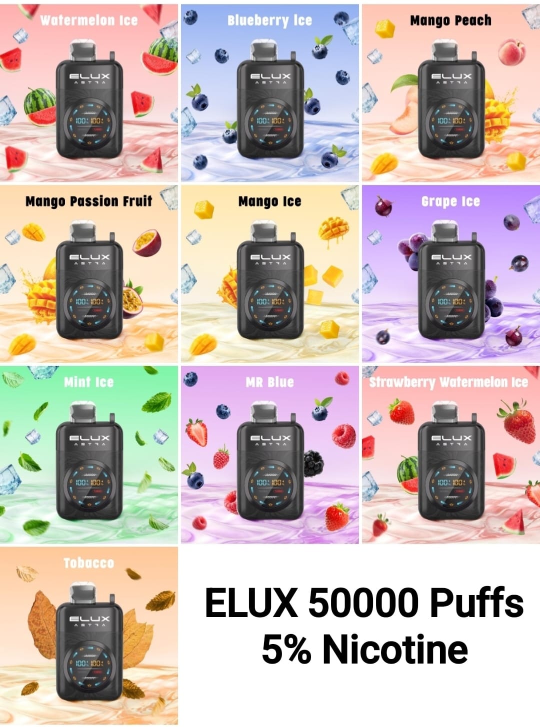 Elux Astra 50000 Puffs Disposable Vape 50MG Elux Astra 50000 Puffs Disposable Vape 50MG
